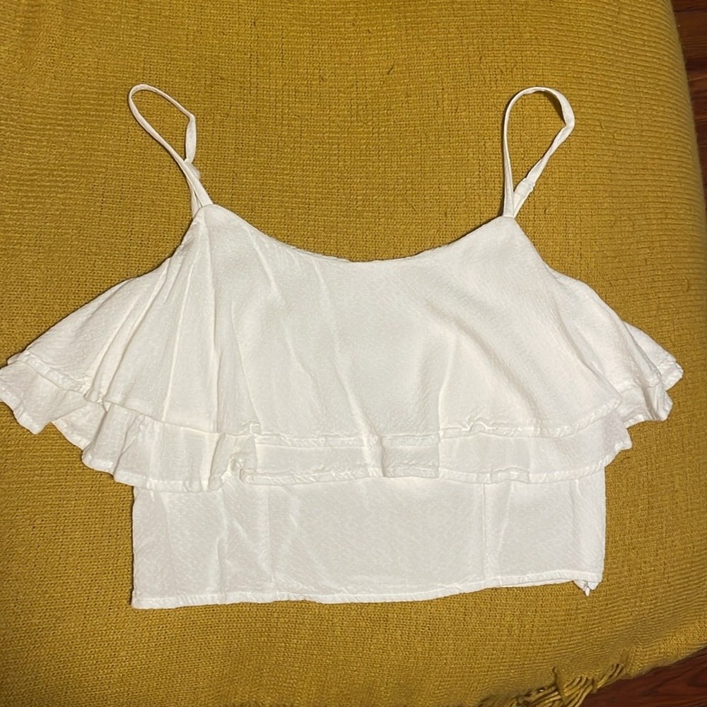 Express White Flowy Crop Tank